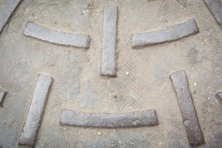 Smiling of manhole coverの写真素材