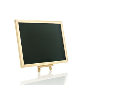 Black board and tripod  on white  backgroundの写真素材