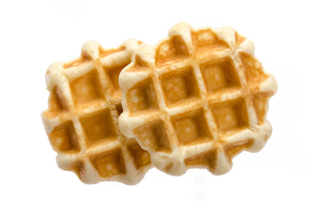Close up waffles on white background isolatedの写真素材