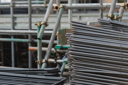 Metal Mesh building background in japanの写真素材