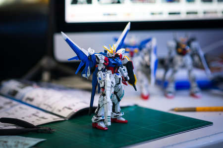 BANGKOK, THAILAND - May  16 , 2020:Plastic model RG BUILDSTRIKE GUNDAM FULL PACKAGE Real grade scale...