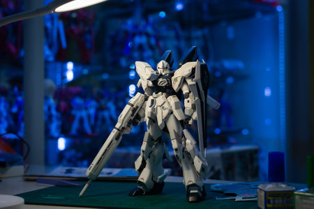 BANGKOK, THAILAND - November 11, 2020: Plastic model of MSN-06S Sinanju Stein Ver.Ka (MG)  scale 1:100のeditorial素材