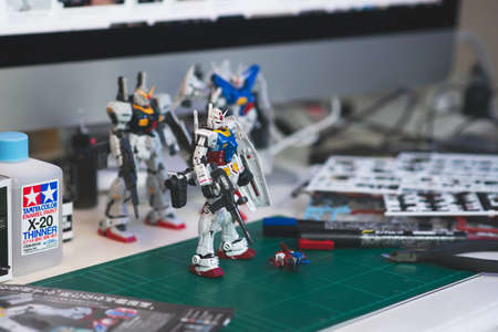 BANGKOK, THAILAND -June  16 , 2020:Plastic model RX-78-2l GUNDAM   Real grade scale 1:144のeditorial素材
