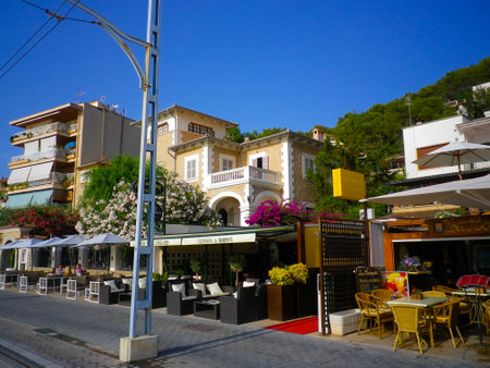 PORT DE SOLLER, SPAIN, June 30, 2015: Tramway connecting town to Soller opened in 1913 and is about 5 km long. Some its original, 1913-built cars are still in service on the line. Pictured onJune 30, 2015のeditorial素材