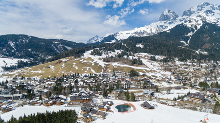 winter landscape in Austria Alps, snow and sun Snowy winter sceneの写真素材