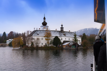 Traunsee castle schloss orth, Gmunden, Upper Austria  Traunstein, austriaのeditorial素材