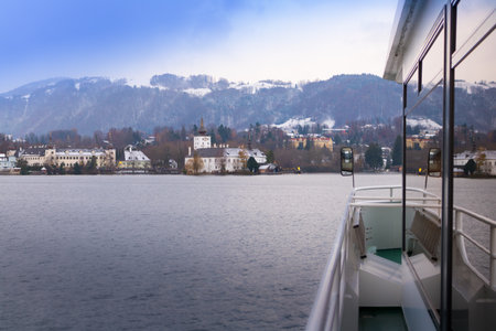 Traunsee castle schloss orth, Gmunden, Upper Austria  Traunstein, austriaのeditorial素材