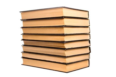 pile of old books on a isolated backgroundの写真素材