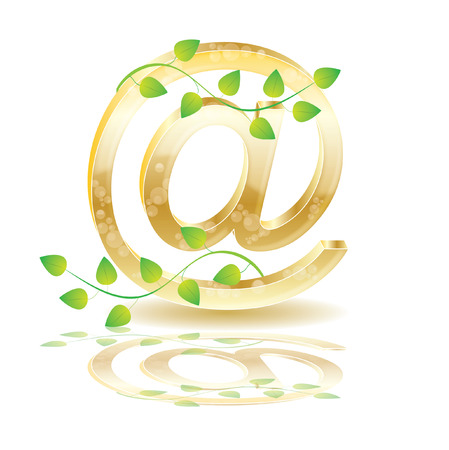 Golden e-mail icon and plant のイラスト素材