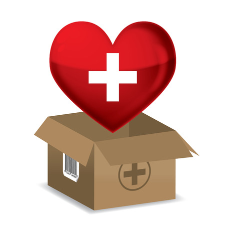 red heart and first aid boxのイラスト素材
