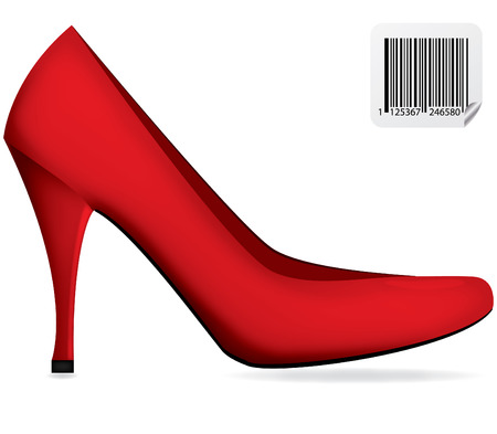 Red woman shoes on a isolated background のイラスト素材