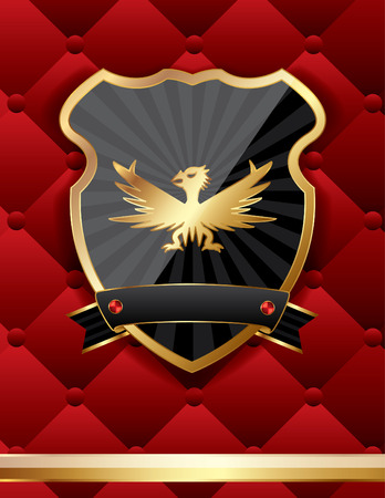 Vector classic shield on a red backgroundのイラスト素材