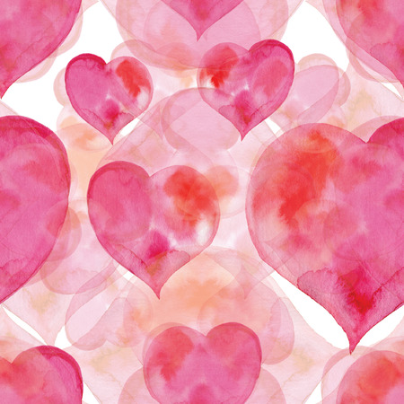 Seamless watercolor pattern with hearts for Valentine's day.の写真素材