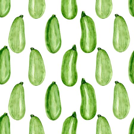 Seamless pattern of Fresh green zucchini on white backgroundの写真素材
