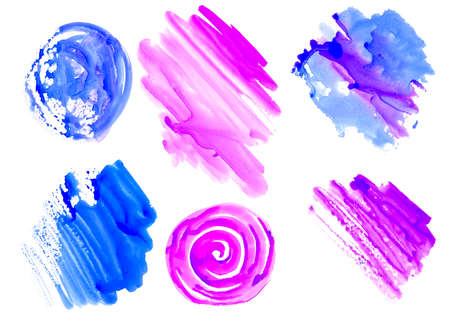 Blue violet watercolor blot background, raster illustrationの写真素材