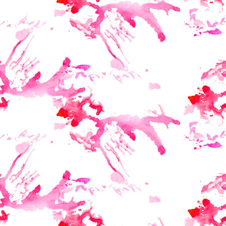 Pink seamless pattern watercolor blots on white backgroundの写真素材