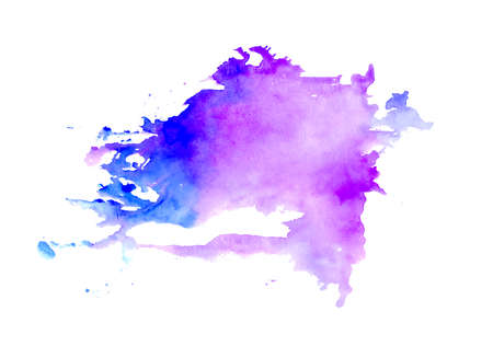 Bright watercolor pink and blue stain drips. Abstract illustration on a white backgroundの写真素材