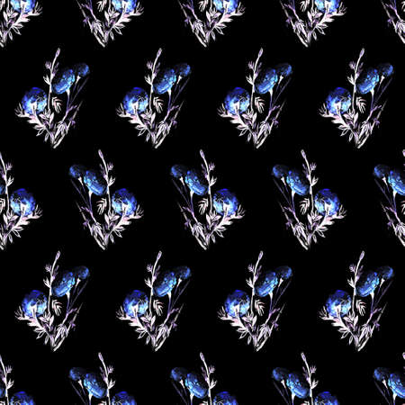 Seamless watercolor pattern of flowers for backgroundの写真素材