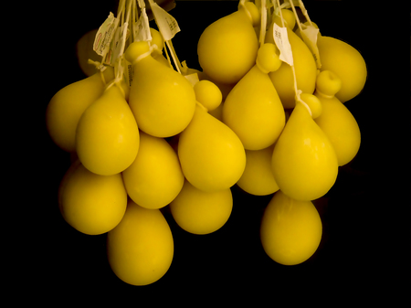 drying cheeses scamorza and caciocavalloの写真素材