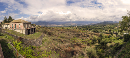 panorama of the Etna valleyのeditorial素材