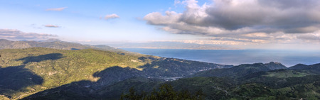 between sea and mountains the Strait of Messina 9の写真素材