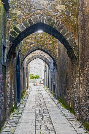Medieval road in Randazzo - Sicilyの写真素材