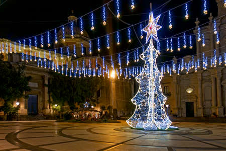 Christmas atmosphere piazza duomo Acirealeの写真素材