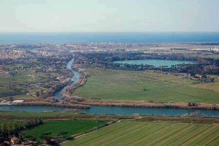 aerial view lido ostia sacred island fiumicinoの写真素材