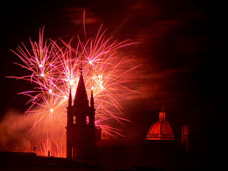 Fireworks over the city of Acirealeの写真素材