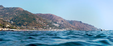 Panoramic view of the coast of Taorminaの写真素材