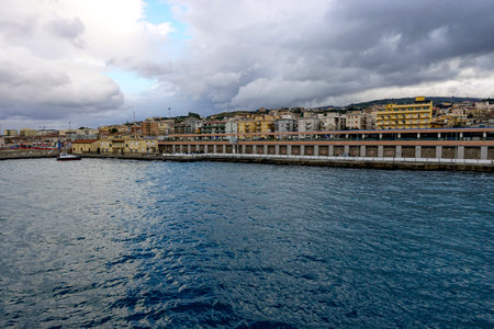 View of the port of Villa San Giovanniの写真素材