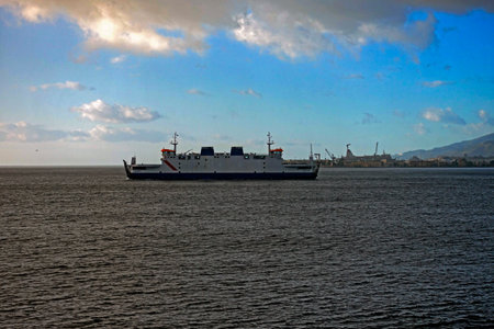 Ferry ship in the Strait of Messina