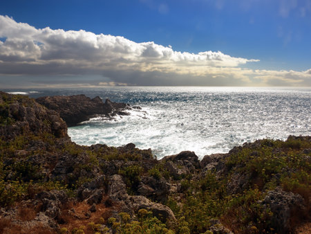 View of the coast of Porto Badisco in Salento