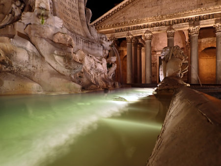Pantheon at night, Rome, Lazio, Italy.の写真素材