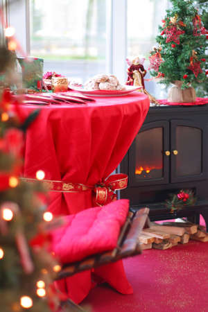 A christmas setting with gingerbreadの写真素材