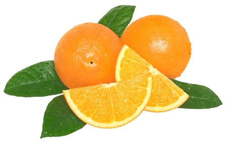 Ripe orange on a white backgroundの写真素材