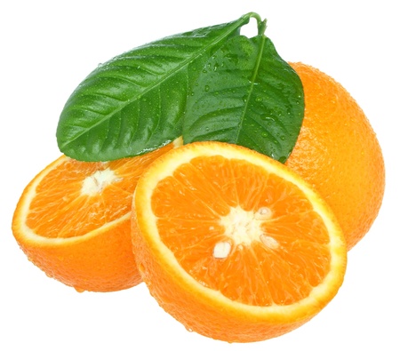 Ripe orange on a white backgroundの写真素材