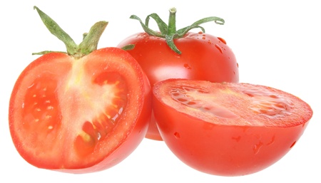 Ripe tomato on a white background.の写真素材