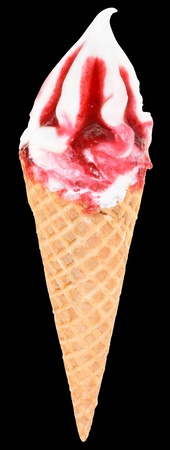 The ice-cream on black background.