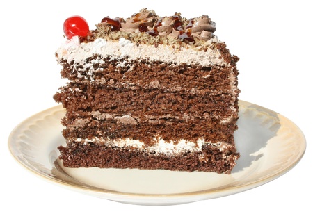 Cake on a plate on a white background.の写真素材