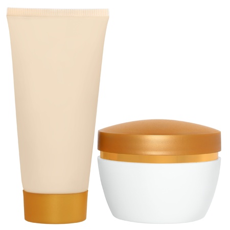 Jar with a cream on a white background の写真素材