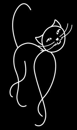 Vector illustration of a graceful cat on a black background.のイラスト素材
