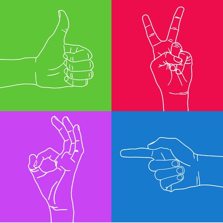 Color set of hand gestures.のイラスト素材