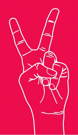 Illustration with peace sign hand gesture.のイラスト素材