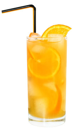Cocktail with orange juice with ice cubes の写真素材