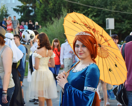 Novosibirsk, Russia - June 6, 2015: The festival of youth subcultures "Znaki". Among the participants especially a lot of cosplayers.のeditorial素材