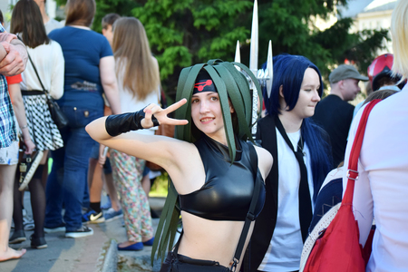 Novosibirsk, Russia - June 6, 2015: The festival of youth subcultures "Znaki". Among the participants especially a lot of cosplayers.のeditorial素材