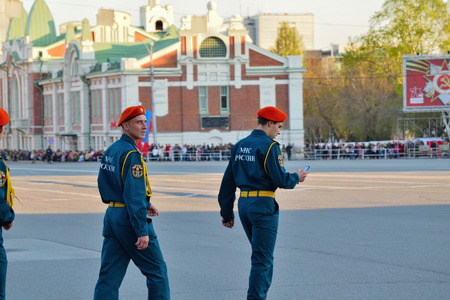 Novosibirsk, Russia - May 7, 2015: Dress rehearsal of the military parade in honor of Victory Day.