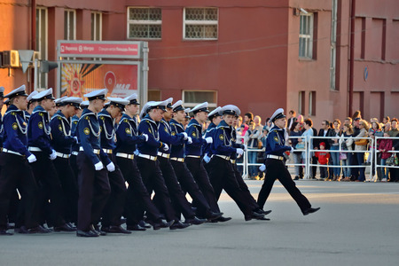 Novosibirsk, Russia - May 7, 2015: Dress rehearsal of the military parade in honor of Victory Day.のeditorial素材