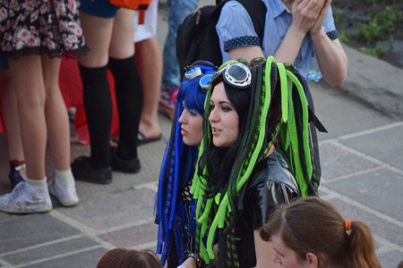 Novosibirsk, Russia - June 6, 2015: The festival of youth subcultures and cosplay "Znaki". Among the participants especially a lot of cosplayers.のeditorial素材